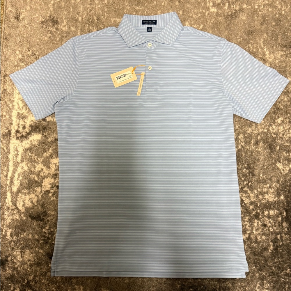 Peter Millar Sky Blue Striped Polo Shirt